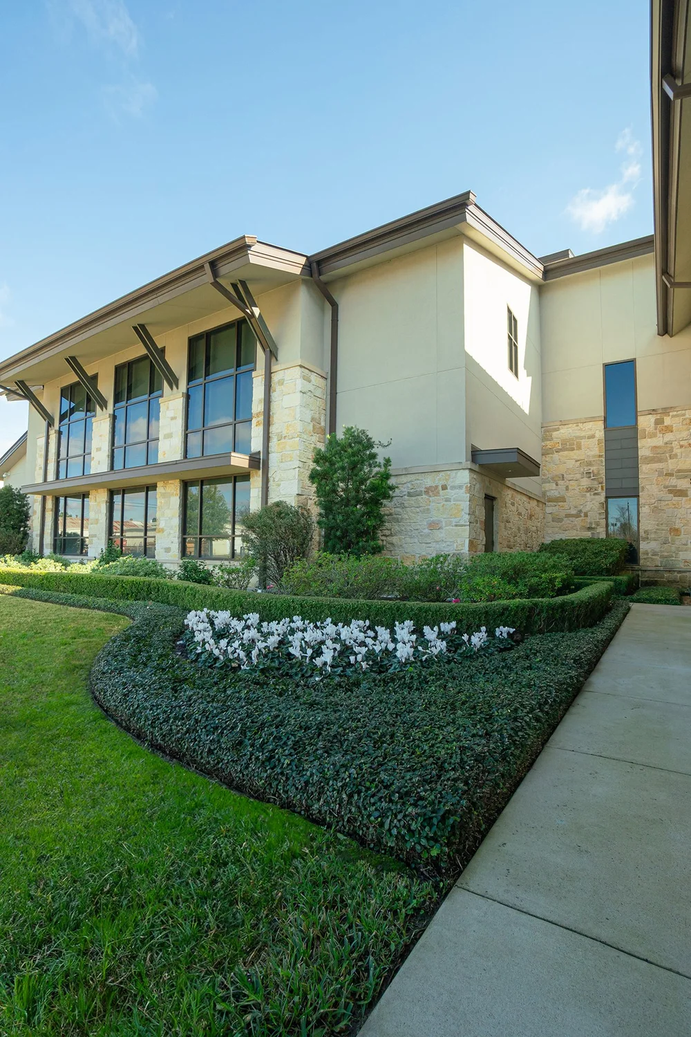 Landscaped exterior of a commercial building