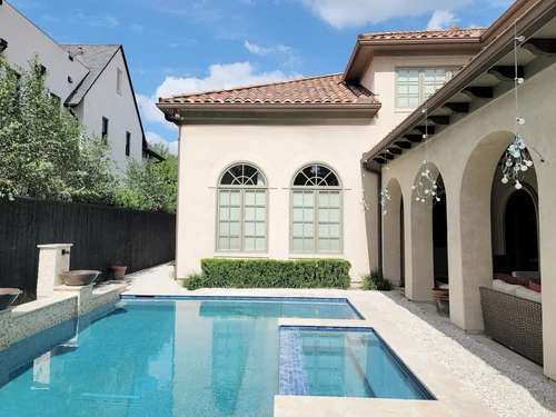 Hogue pool surround and patio design Museum District Houston — outdoor living installation